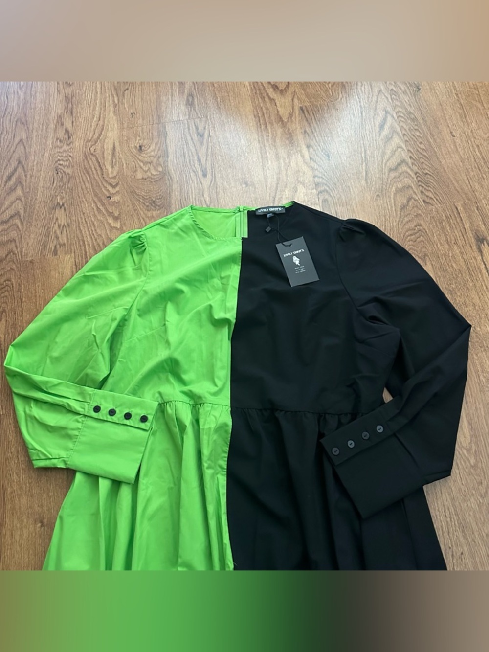 Lively Ghosts Two-Tone Green & Black Long Sleeve Maxi Dress plus size 2XL NWT - Picture 7 of 14